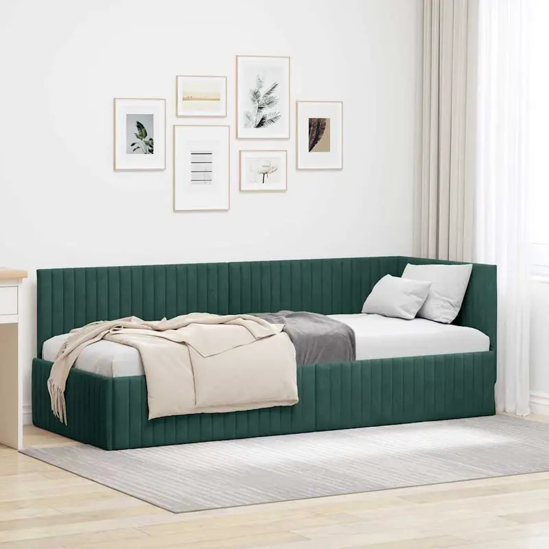 Estructura de cama en esquina Verde oscuro 80 cm x 200 cm