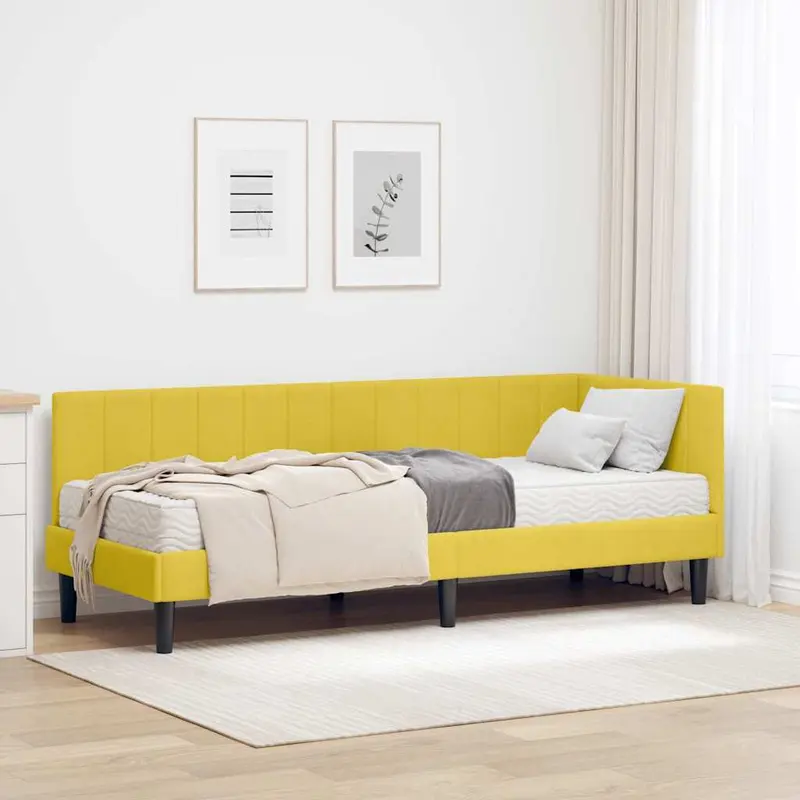 Estructura de Cama Esquina con Colchón 2 pcs Amarillo