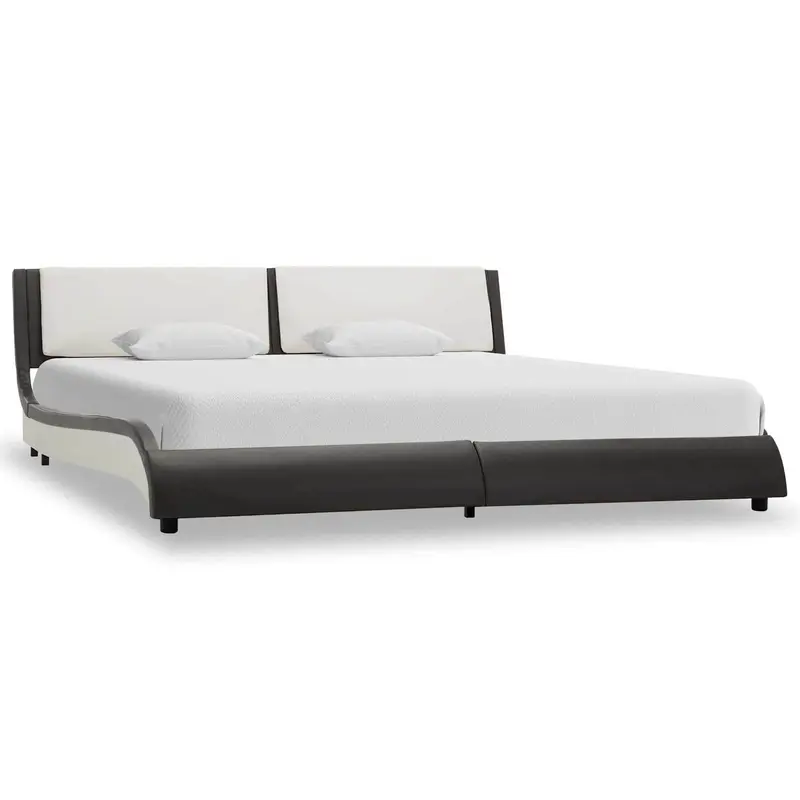 Estructura de cama Gris y blanco 160 x 200 cm Cuero artificial
