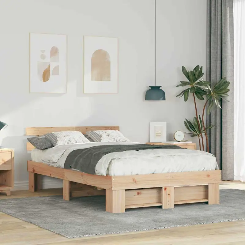 Estructura de cama Marrón 120 x 200 cm Madera de pino macizo