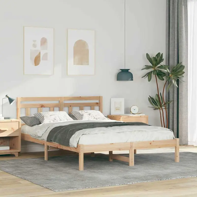 Estructura de cama Marrón 135 x 190 cm Madera de pino macizo