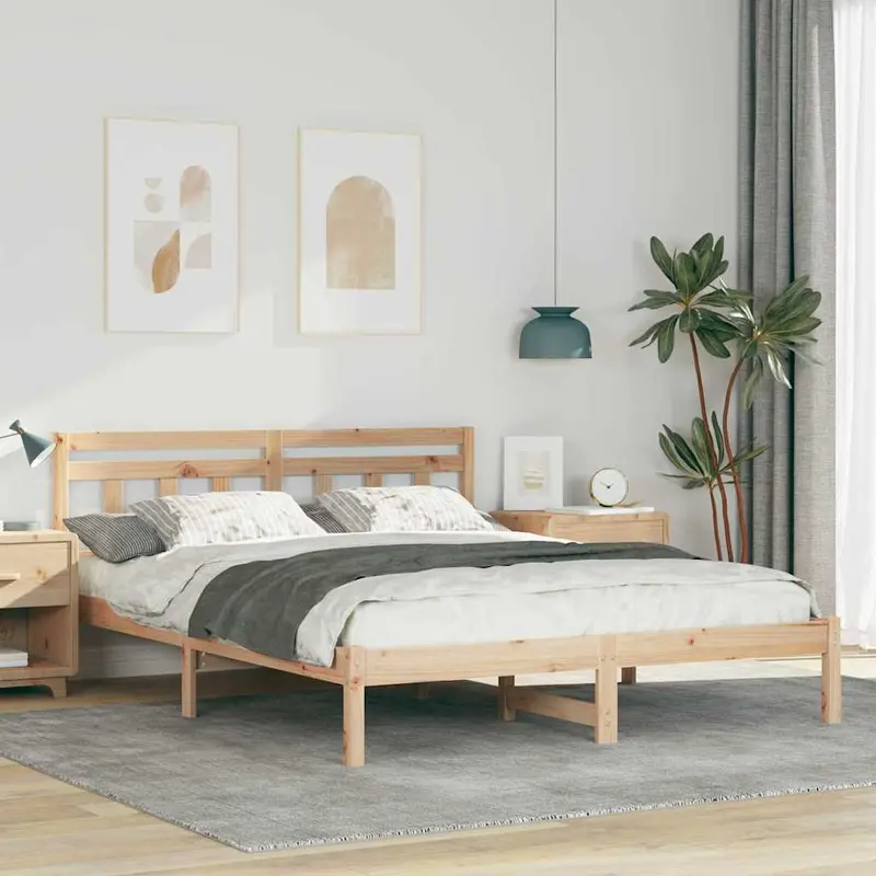 Estructura de cama Marrón 150 x 200 cm Madera de pino macizo