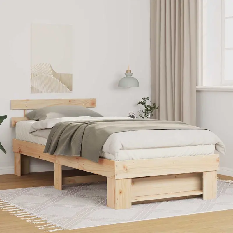 Estructura de cama Marrón 75 x 190 cm Madera de pino macizo