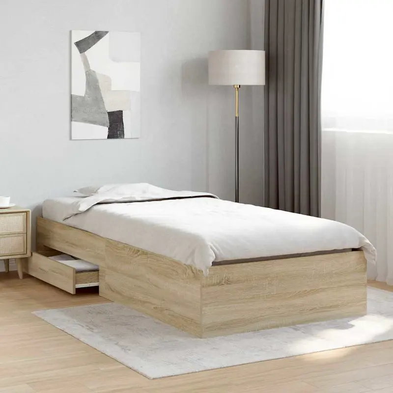 Estructura de cama Marrón 90 x 190 cm Madera de ingeniería