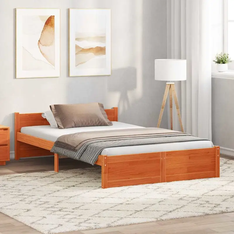 Estructura de cama Marrón cera 195,5 x 125,5 x 51 cm