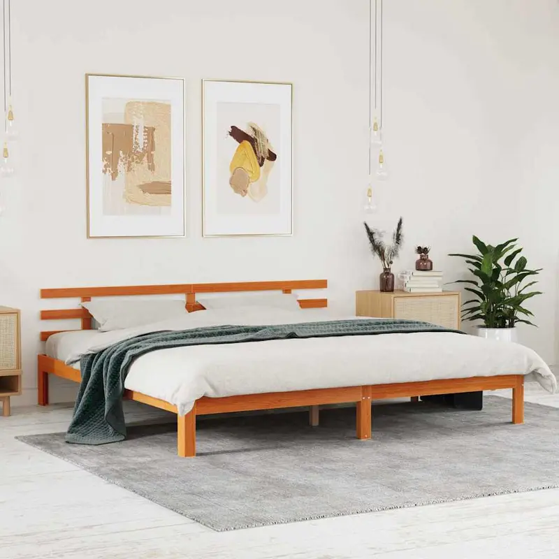 Estructura de cama Marrón cera 203.5 x 205.5 x 69.5 cm