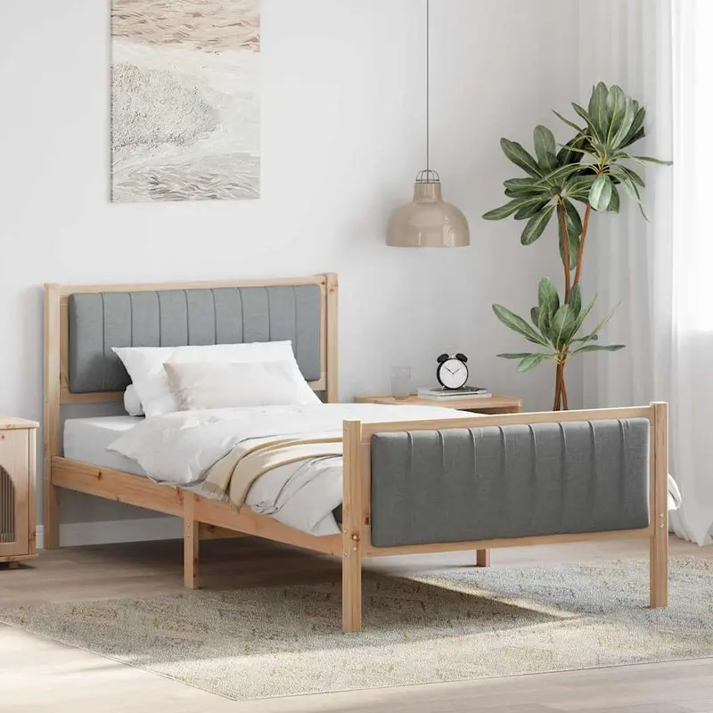 Estructura de cama Marrón y gris claro 100 x 200 cm