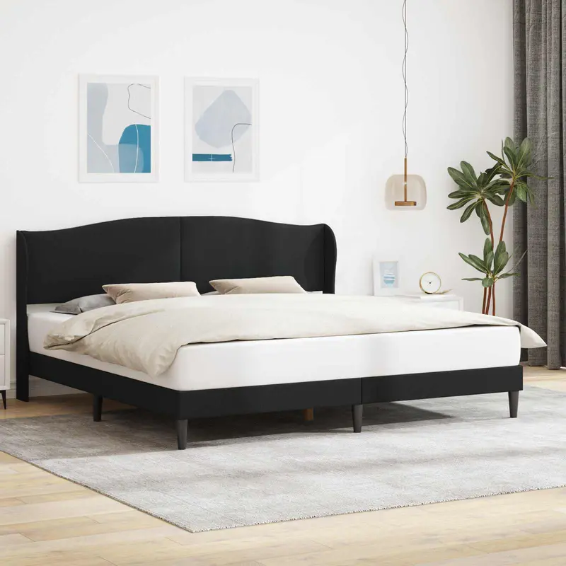 Estructura de cama Negro 180 x 200 cm Cuero sintético