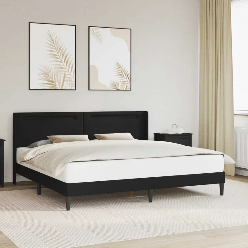 Estructura de cama Negro 180 x 200 cm Cuero sintético