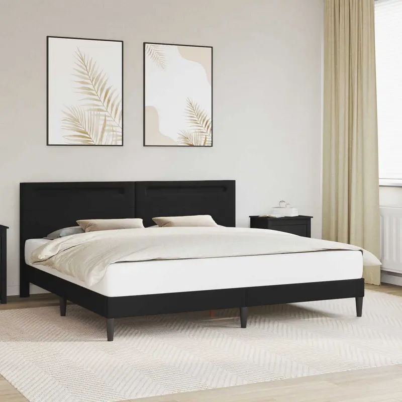 Estructura de cama Negro 180 x 200 cm Cuero sintético