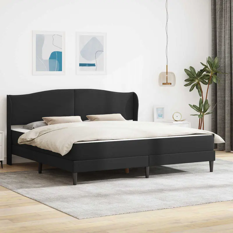 Estructura de cama Negro 180 x 200 cm Cuero sintético