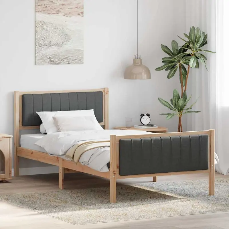 Estructura de cama Negro y gris oscuro 100 x 200 cm