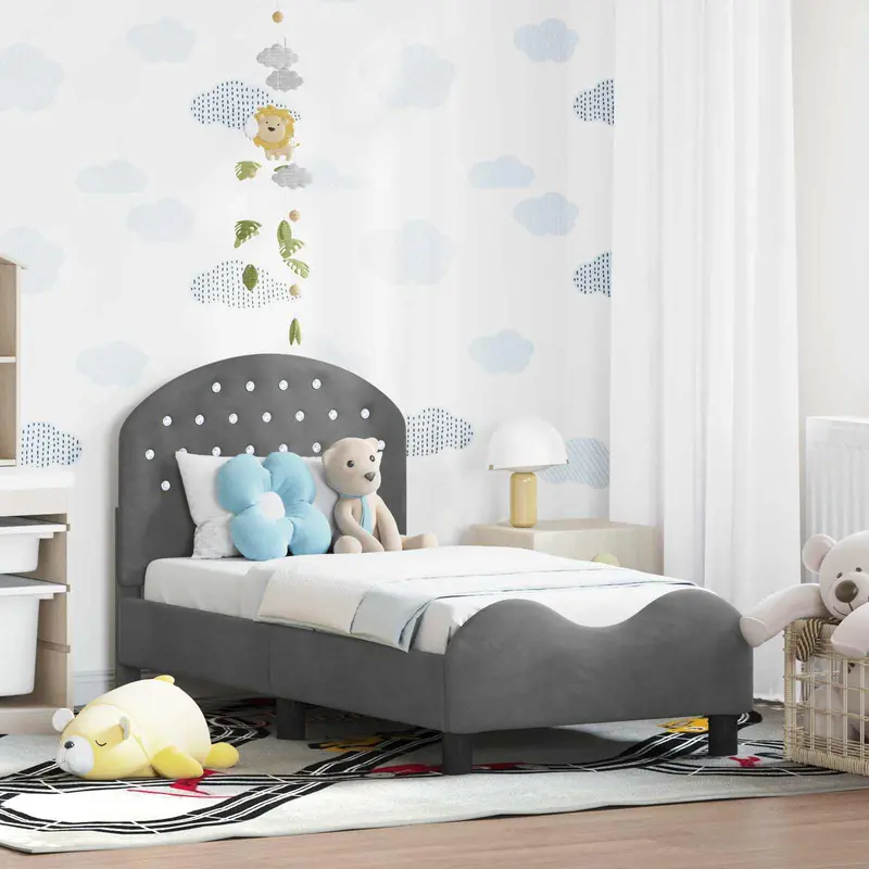 Estructura de cama para niños pequeños con cabecera Gris oscuro
