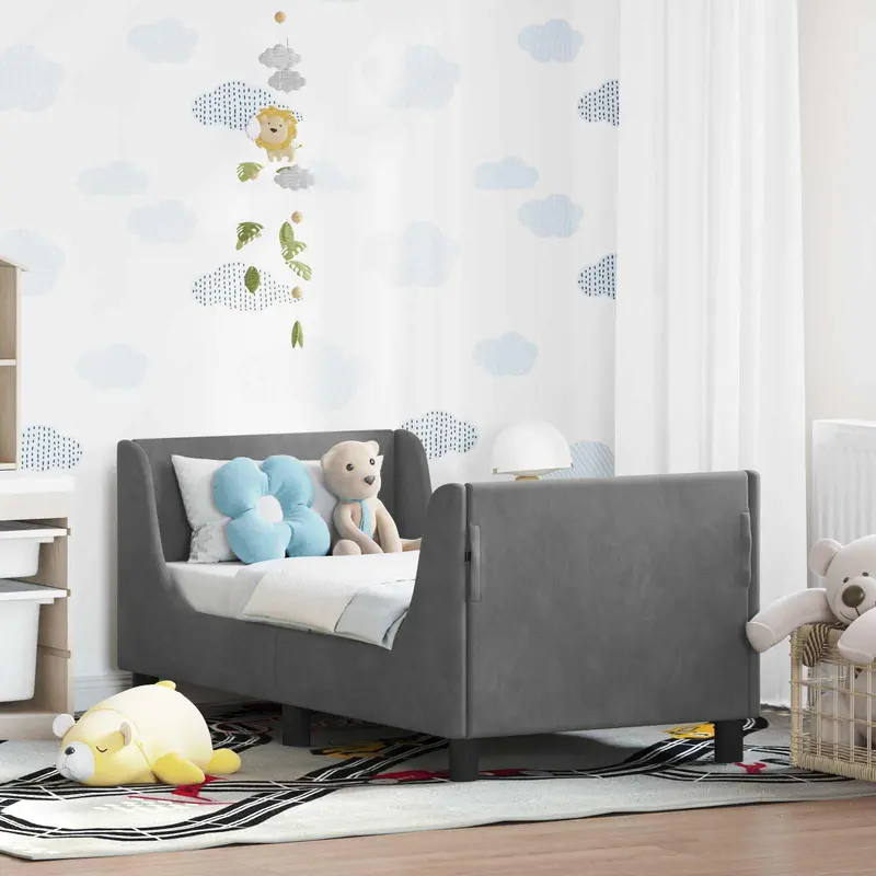Estructura de cama para niños pequeños con cabecera Gris oscuro