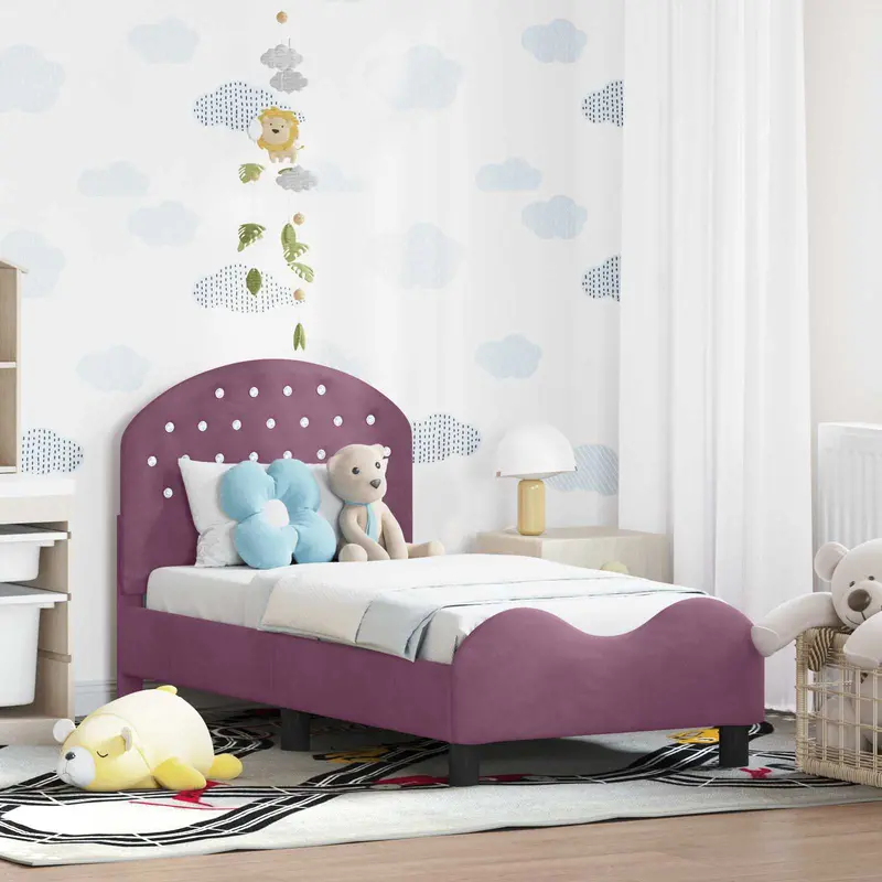 Estructura de cama para niños pequeños con cabecera Morado