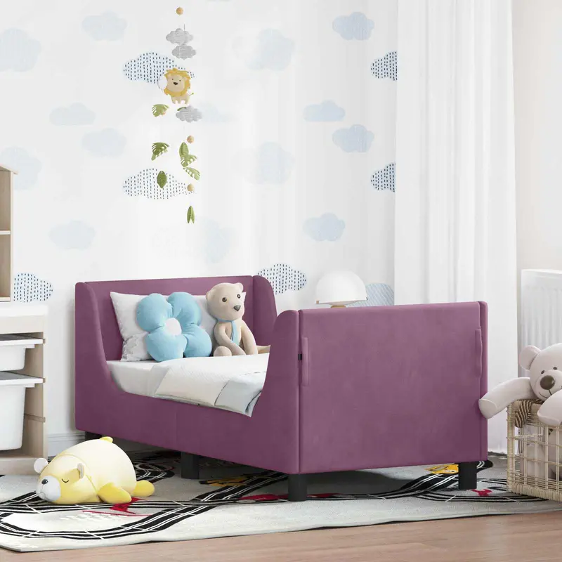 Estructura de cama para niños pequeños con cabecera Morado