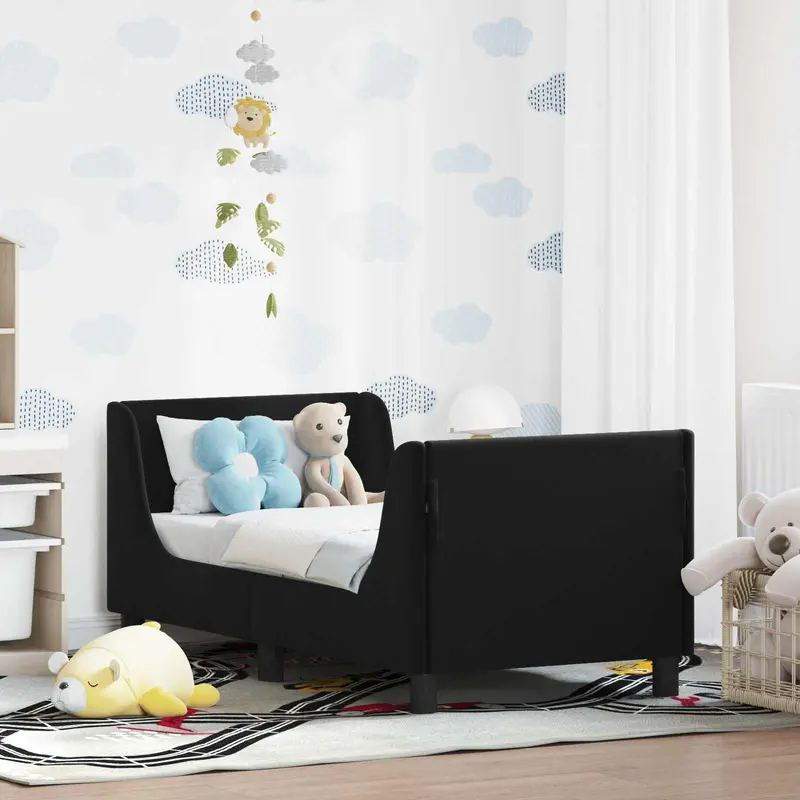Estructura de cama para niños pequeños con cabecera Negro