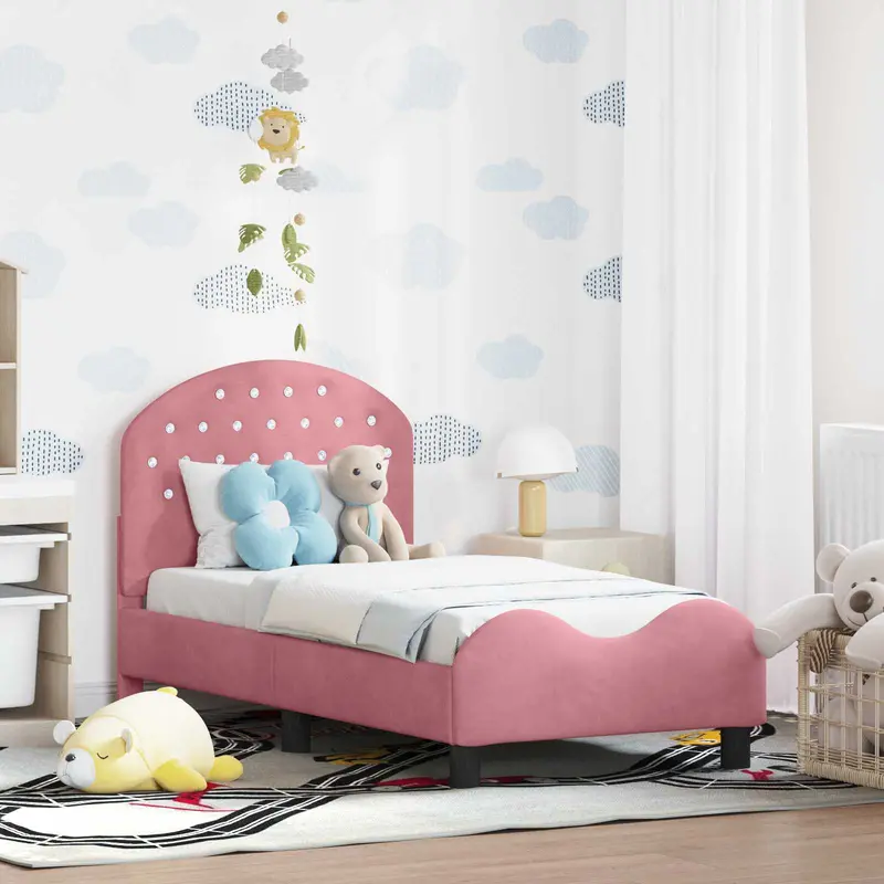 Estructura de cama para niños pequeños con cabecera Rosa