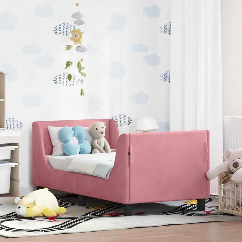 Estructura de cama para niños pequeños con cabecera Rosa