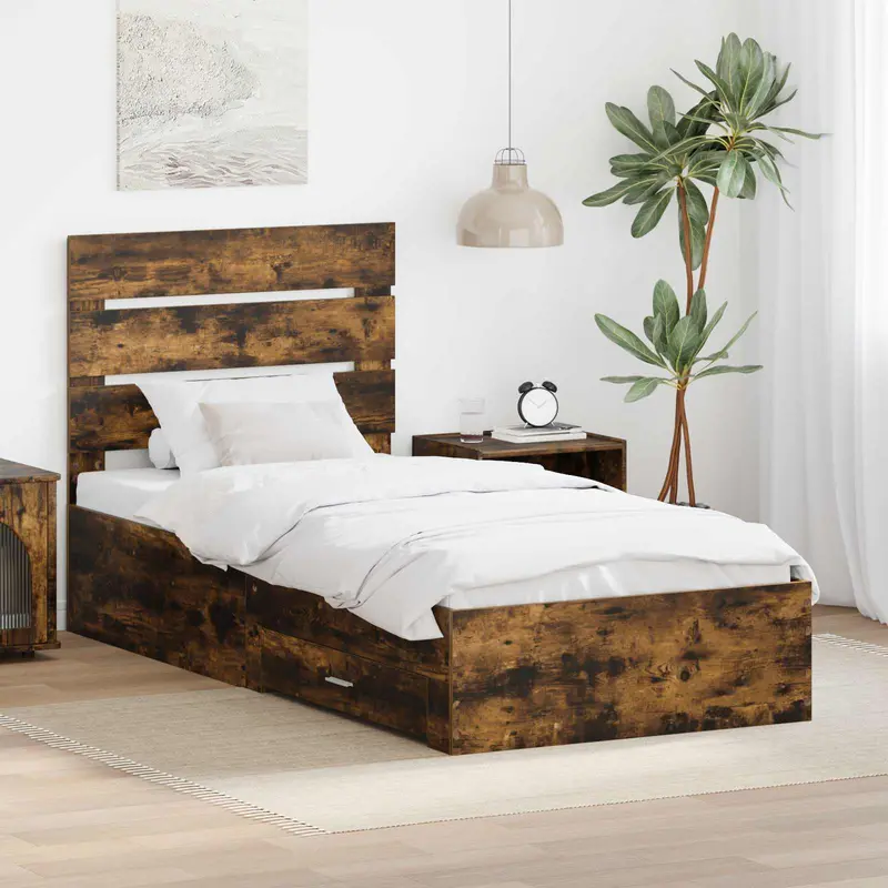 Estructura de cama Roble ahumado Madera de ingeniería