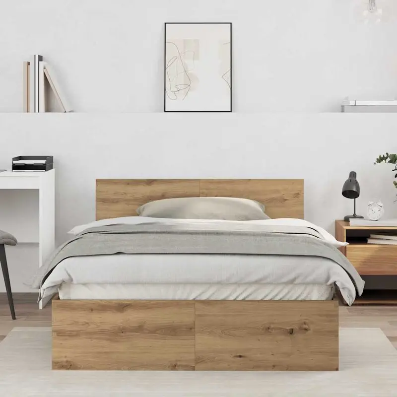 Estructura de cama Roble artesanal 193 x 125 x 70 cm