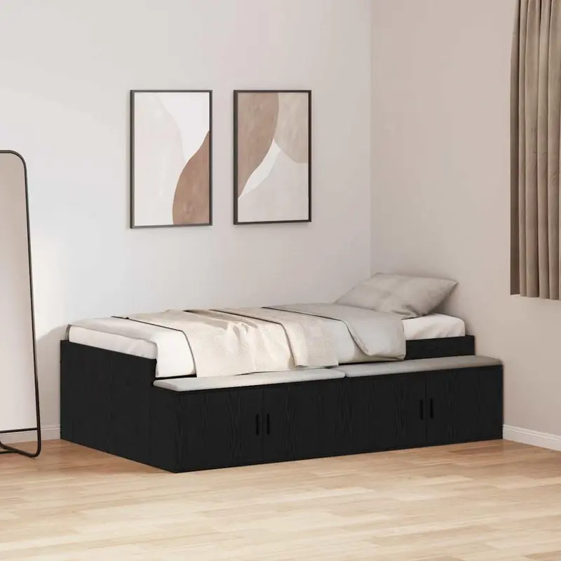 Estructura de cama Roble Negro 70 x 190 cm Madera contrachapada