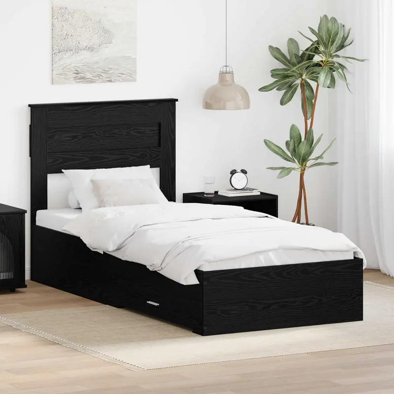 Estructura de cama Roble Negro 90 x 200 cm Madera de ingeniería