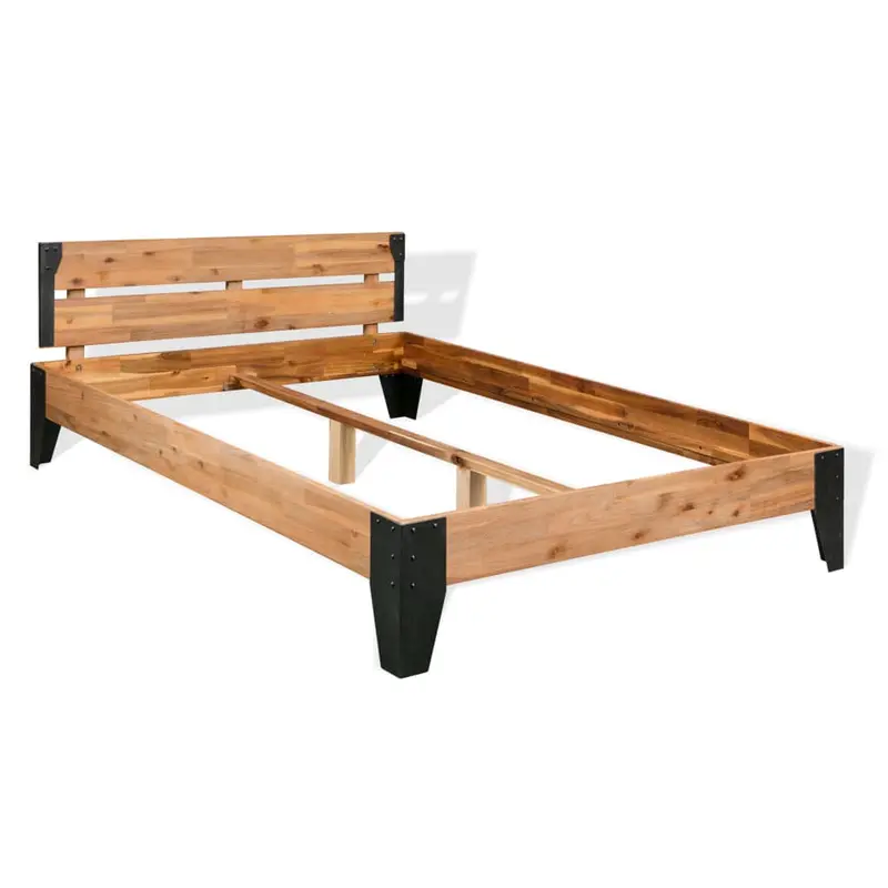 Estructura de cama sin colchón madera acacia acero 152x203 cm