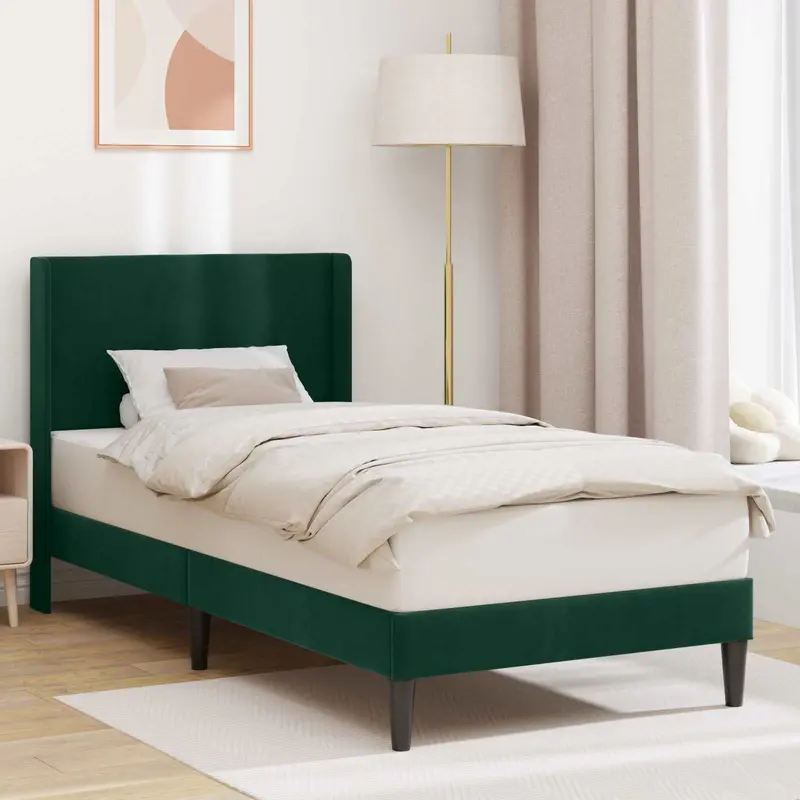 Estructura de cama Verde oscuro 100 x 200 cm Terciopelo