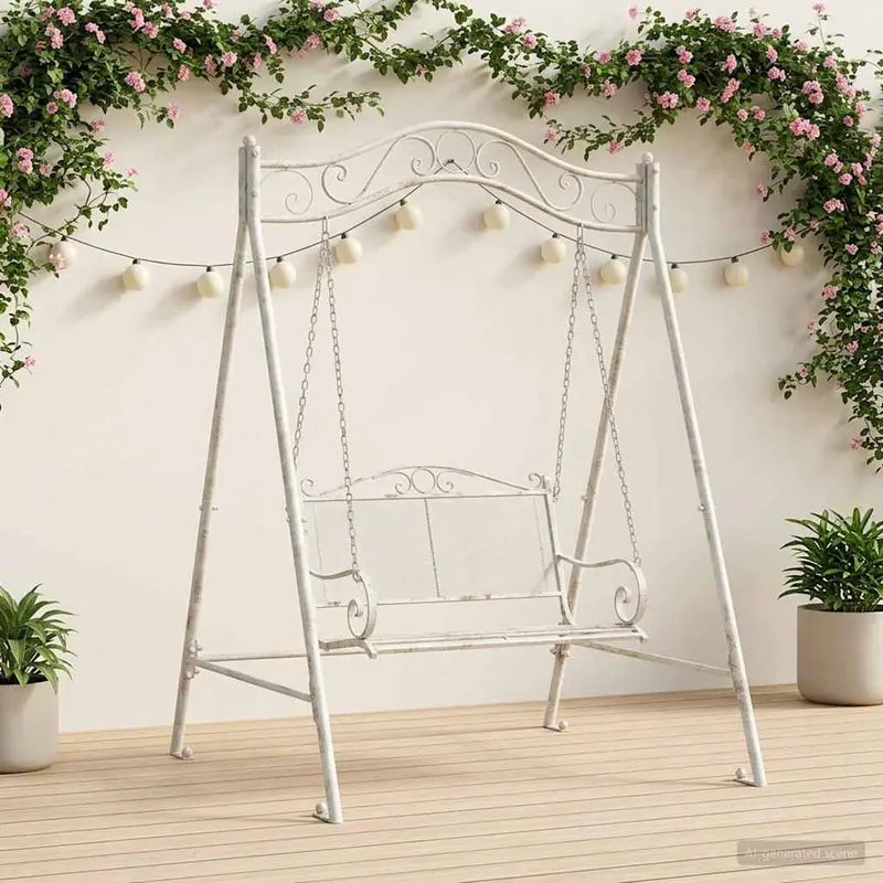 Estructura de columpio Blanco antiguo 113 x 121,5 x 168 cm