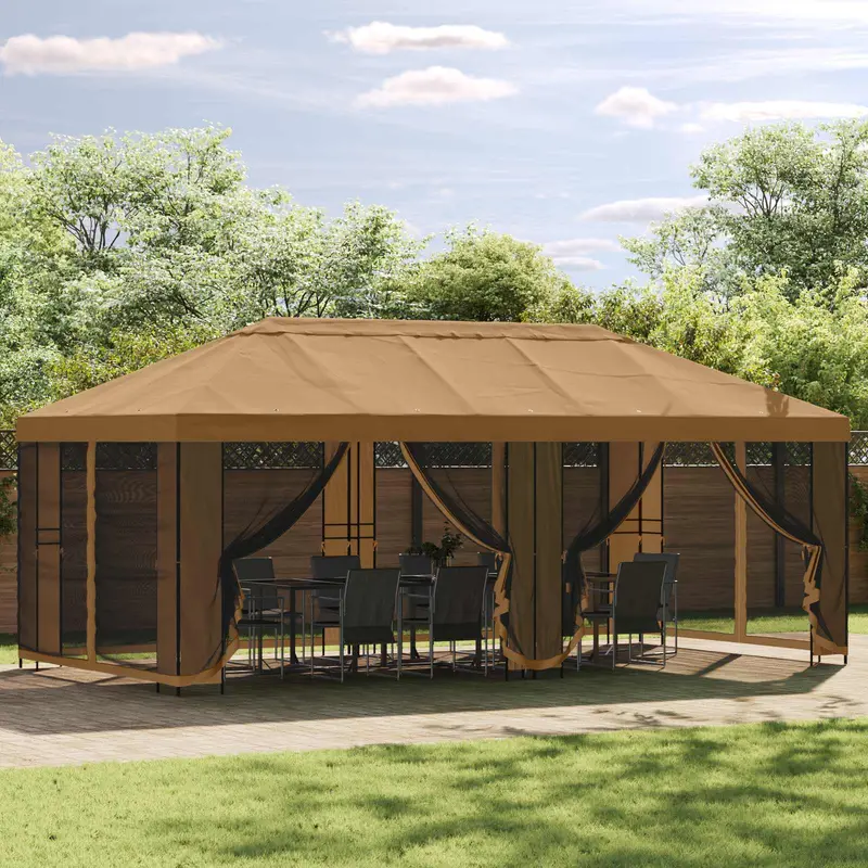 Estructura de Gazebo 6 x 3 m Negro Acero