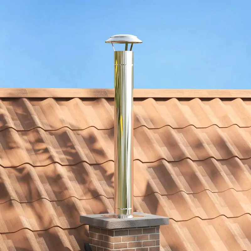 Extensión de Chimenea Plateado 25 x 25 x 132 cm