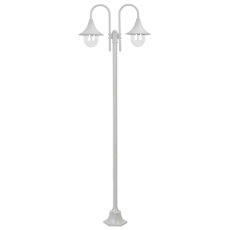 Farola de jardín con 2 luces aluminio blanca E27 220 cm