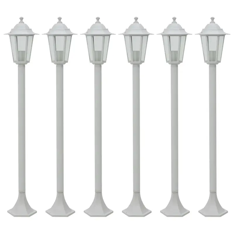 Farolas de jardín aluminio blancas E27 110 cm 6 unidades