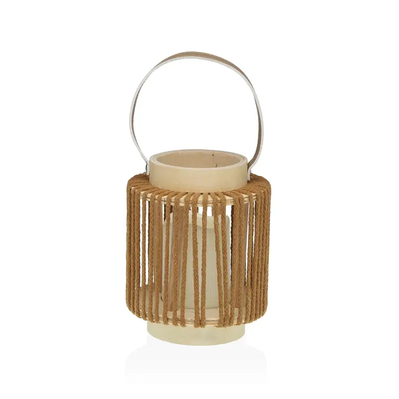 FAROLILLO CON VELA LED 18 CM ORAYA MARRON