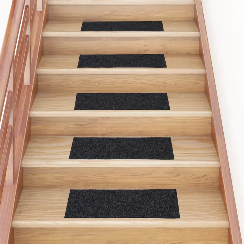 Felpudos autoadhesivos para escaleras, 15 unidades, 60 x 25 cm, gris oscuro, rectangulares
