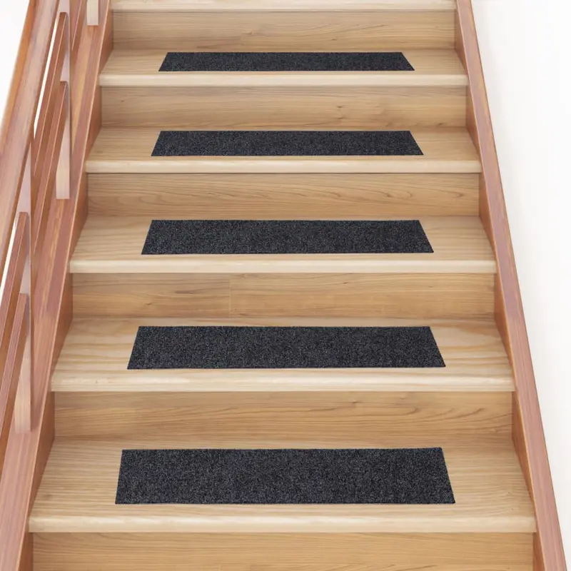 Felpudos autoadhesivos para escaleras, 15 unidades, 76 x 20 cm, gris oscuro, rectangulares