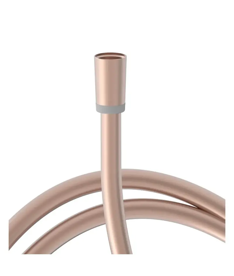 Flexo para ducha satinado, giratorio y antitorsión, con acabado en oro rosa mate Tres
