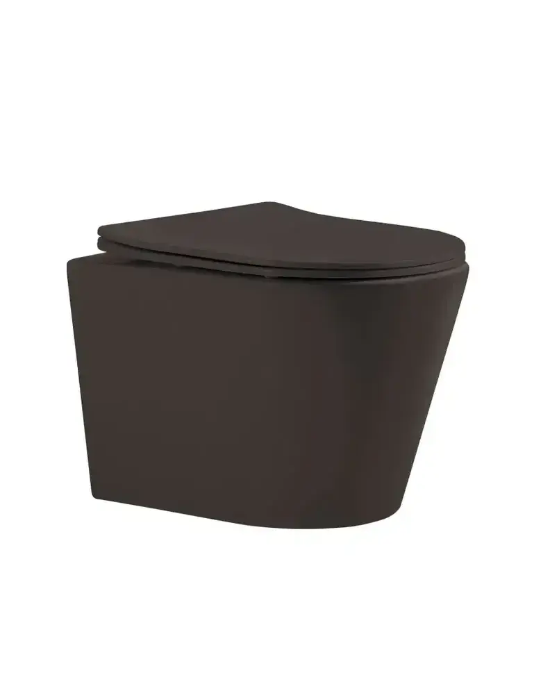 Fossil Natura Bolonia Inodoro suspendido fabricado en cerámica con acabado negro mate y tapa amortiguada 01659