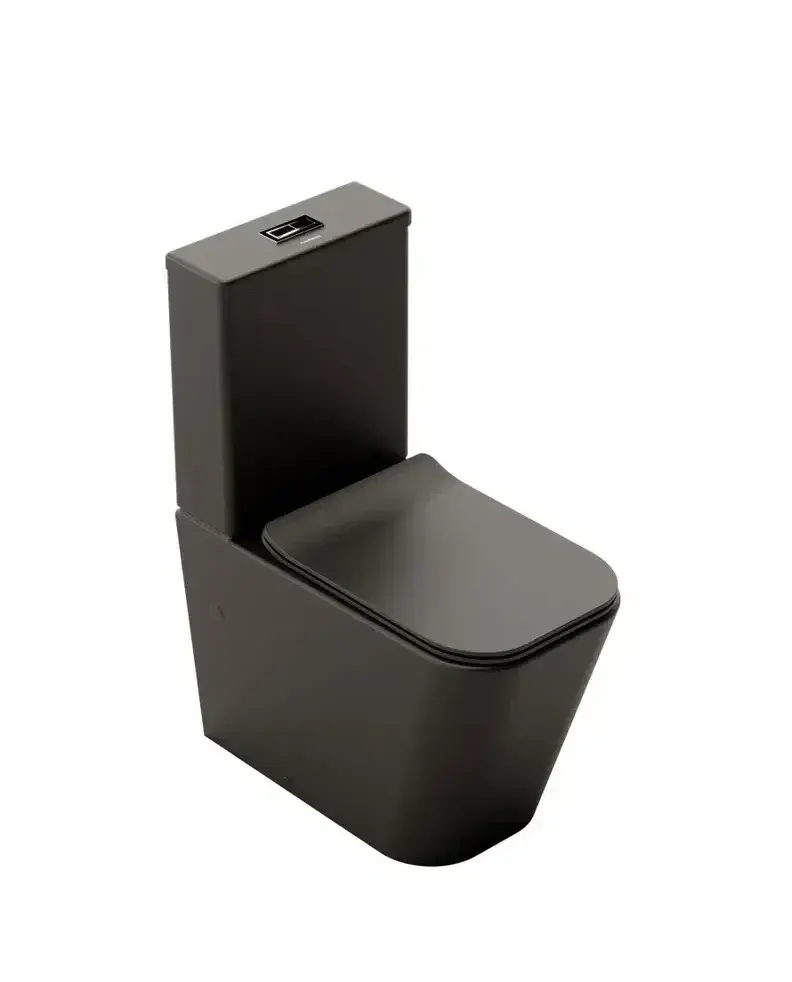Fossil Natura Florencia Inodoro de tanque bajo con salida dual fabricado en cerámica con acabado negro mate 01608