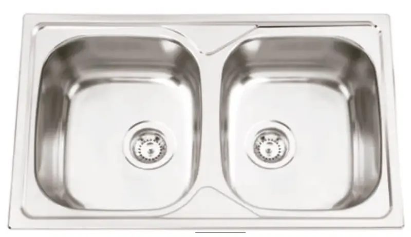 Fregadero cocina con dos senos de acero inoxidable sobreencimera Oki de Aquore