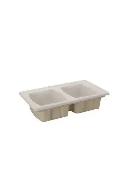 Fregadero de Cerámica Doble Cubeta 50x86 cm Blanco Unisan