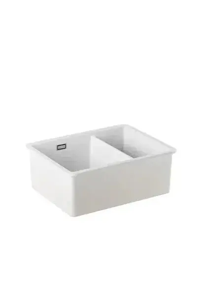 Fregadero de Cerámica Rectangular 60x46 cm Una Cubeta y Media Valet Unisan