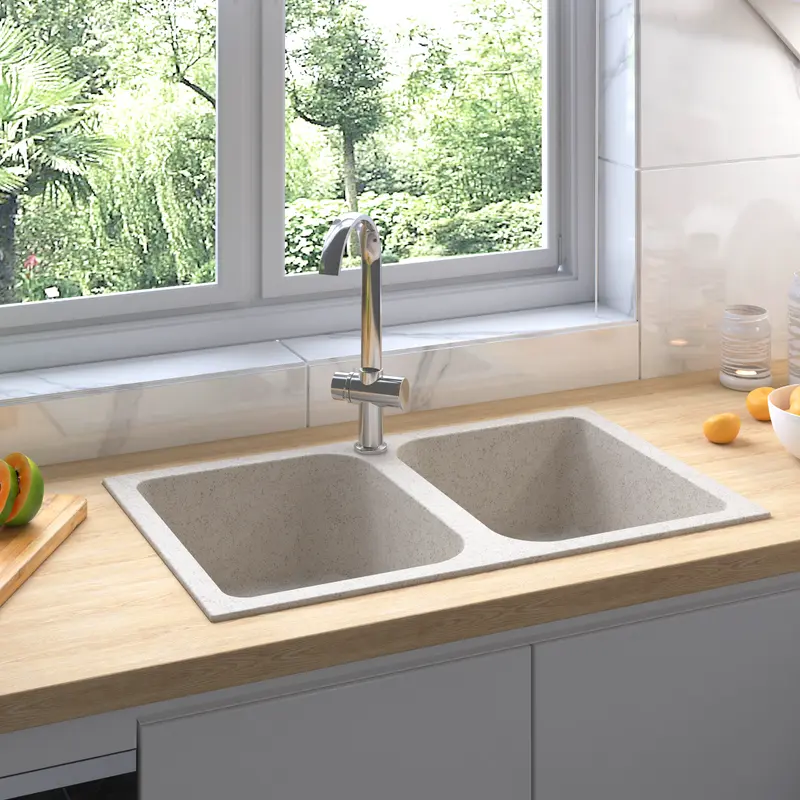 Fregadero de cocina Beige 76 x 48 x 30 cm Cuarzo y resina