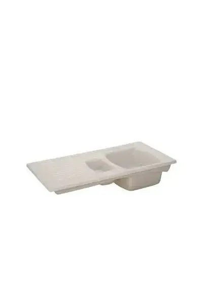 Fregadero de Cocina Cerámica Lusitano Unisan 99.5x49.7 cm Una Cubeta y Media con Escurridor