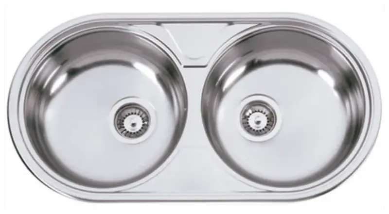 Fregadero de cocina redondo de doble seno de acero inoxidable Duetto de Aquore