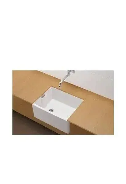 Fregadero de porcelana de 60 cm con válvula y acabado blanco Belfast Unisan