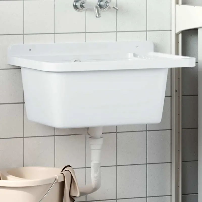 Fregadero utilitario de pared resina blanco 60x40x28 cm