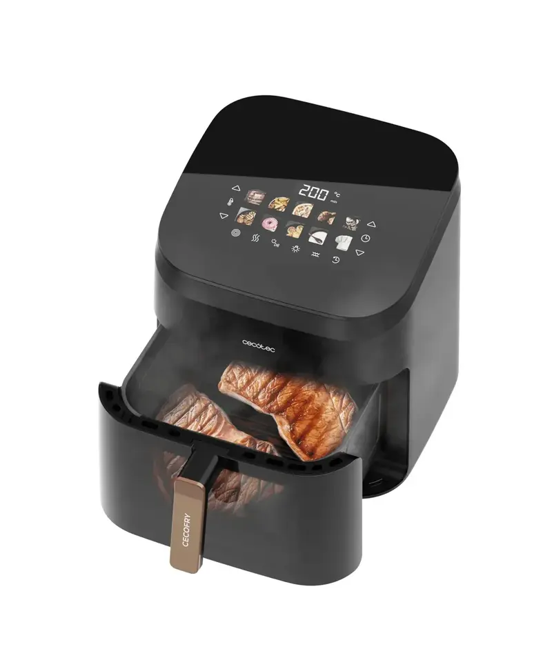 Freidora de aire Cecofry&Grill Smokin' 8500 con doble grill ahumador 8.5L 2200W sabor de parrilla y platos saludables de Cecotec