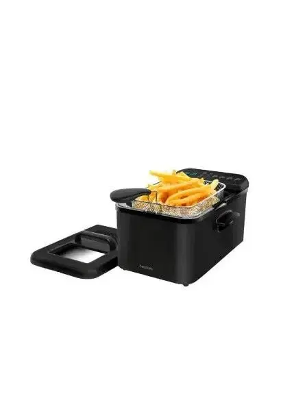 Freidora eléctrica con 4,2 litros de capacidad y 3270 w en color negro cleanfry luxury de Cecotec